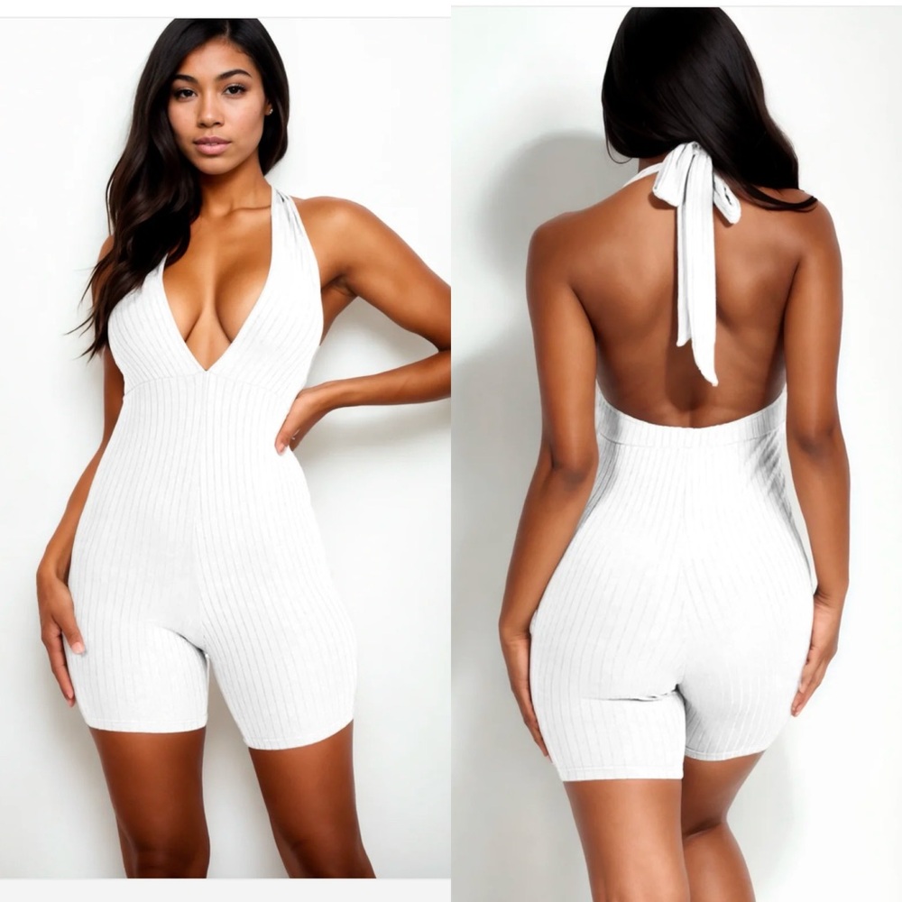 Elegant White Halter Neck Women Top